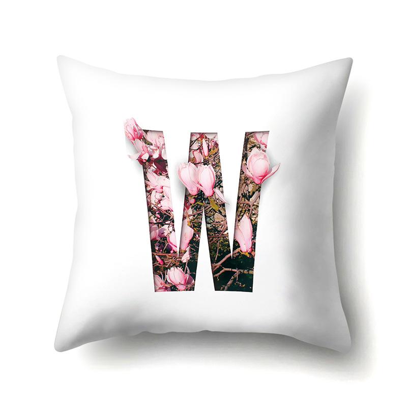 Polyester Pillowcase Flower Decoration Home 26 English Letter Printing Pillowcase Car Cushion Cover