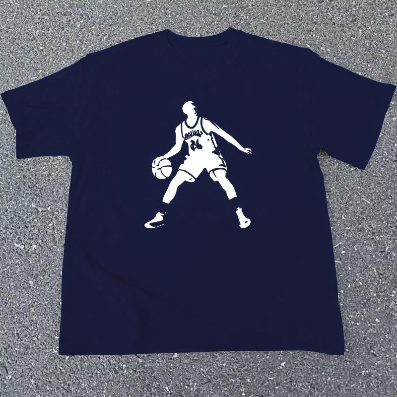 Basketball Player Silhouette T-Shirt,Soft Breathable & Fade-Resistant, Classic Fit for Daily Casual Wear
