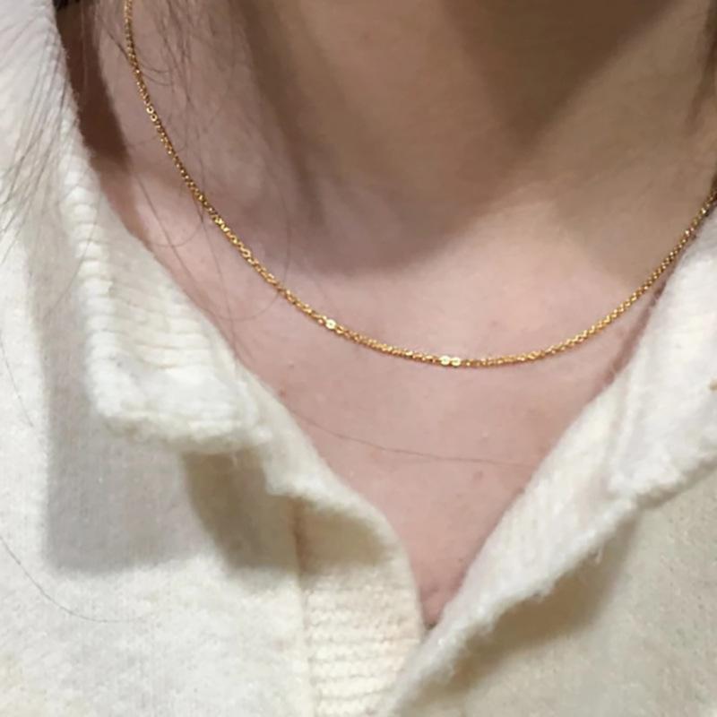 Exquisite Gold Plated Stainless Steel Thin Chain Necklace for Women Simple Style Clavicle Chain Female Jewelry