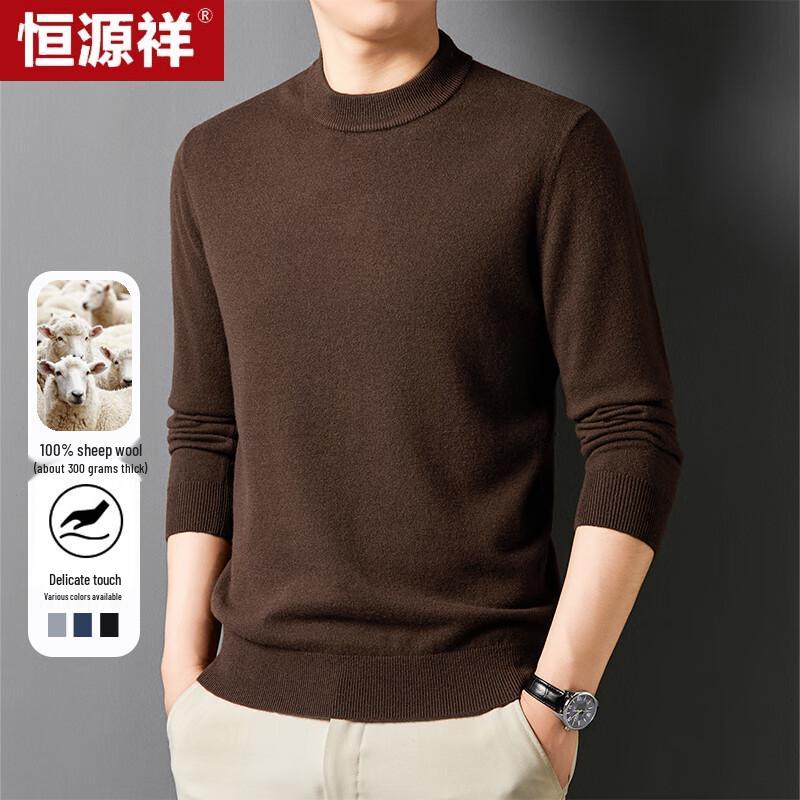 

Hengyuanxiang Мужской толстый пуловер из чистой шерсти с круглым вырезом M