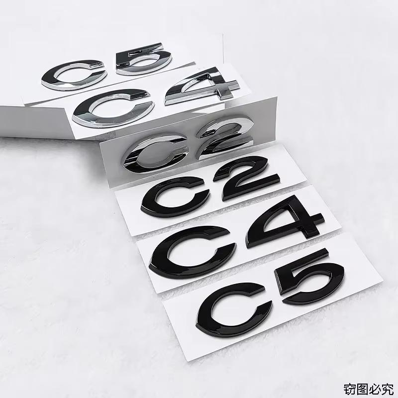 ABX2 C2 C4 C5 Logo ABS 3D Autocollant Emblème de Coffre Arrière de Voiture Styling pour Emblème de Marque Citroen Décalcomanies de Carrosserie Automobile Accessoires Modifiés pour Voiture