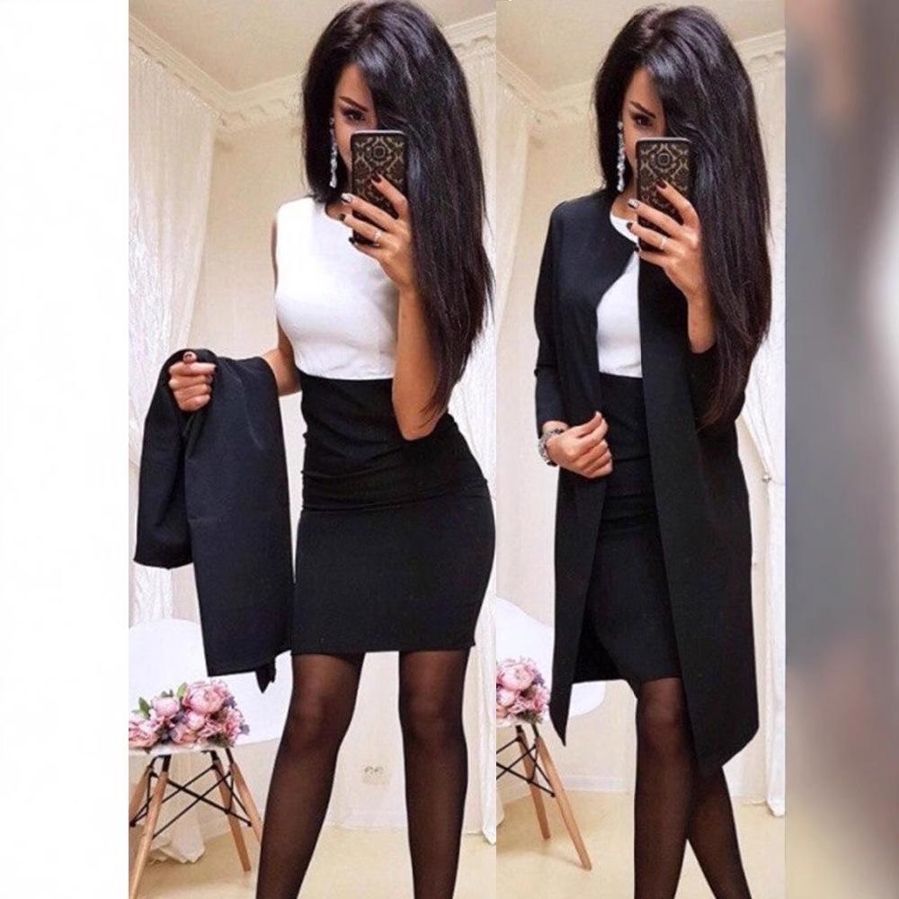 Evropský a americký podzim/zima 2022 dámský patchworkový jednobarevný sukňový kostým