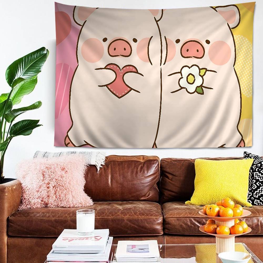 Cute Cartoon LLulu The Piggy Colorful Tapestry Wall Hanging Bohemian Wall Tapestries Mandala Wall Hanging Sheets