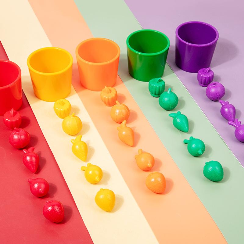 Children's early education fruit and vegetable sorting cup color cognition concentration fine movement training educational toys