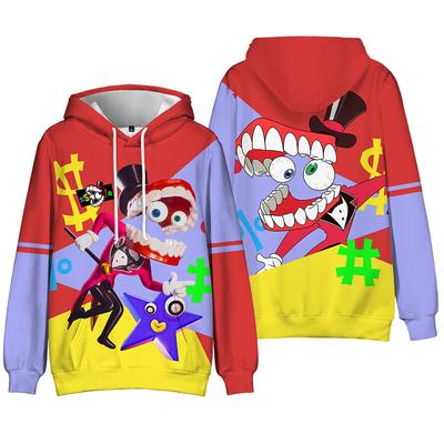 O incrível circo digital anime com capuz para aldult tie dye streetwear moletom com capuz unissex