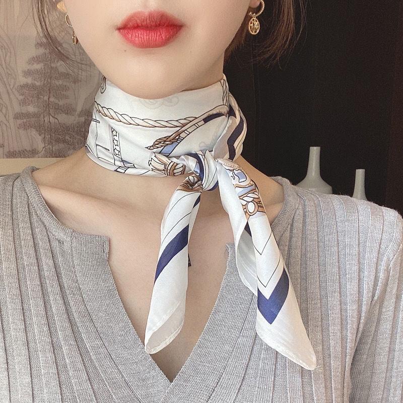 Korean Ins-inspired Small Square Scarf for Women: Necktie Neck Care Summer Sun Protection Versatile As Small Silk Scarf Shawl & Scarf