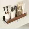 Bathroom Shelf No Punch Storage Rack Solid Wood Bathroom Shelves Punch-Free Wooden Shelf Wall-Mounted Shower Toilet Organizer