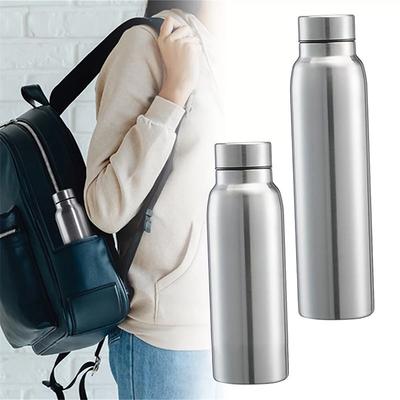 Garrafa de Água Esportiva Portátil 650ml 1000ml Aço Inoxidável Parede Simples Grande Capacidade Chaleira Esportiva para Bicicleta ao Ar Livre