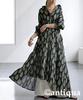 Antiqua Botanical Print Shirt Long One Size Black Dress, Women's, Sleeve, IYA-00092, 05,