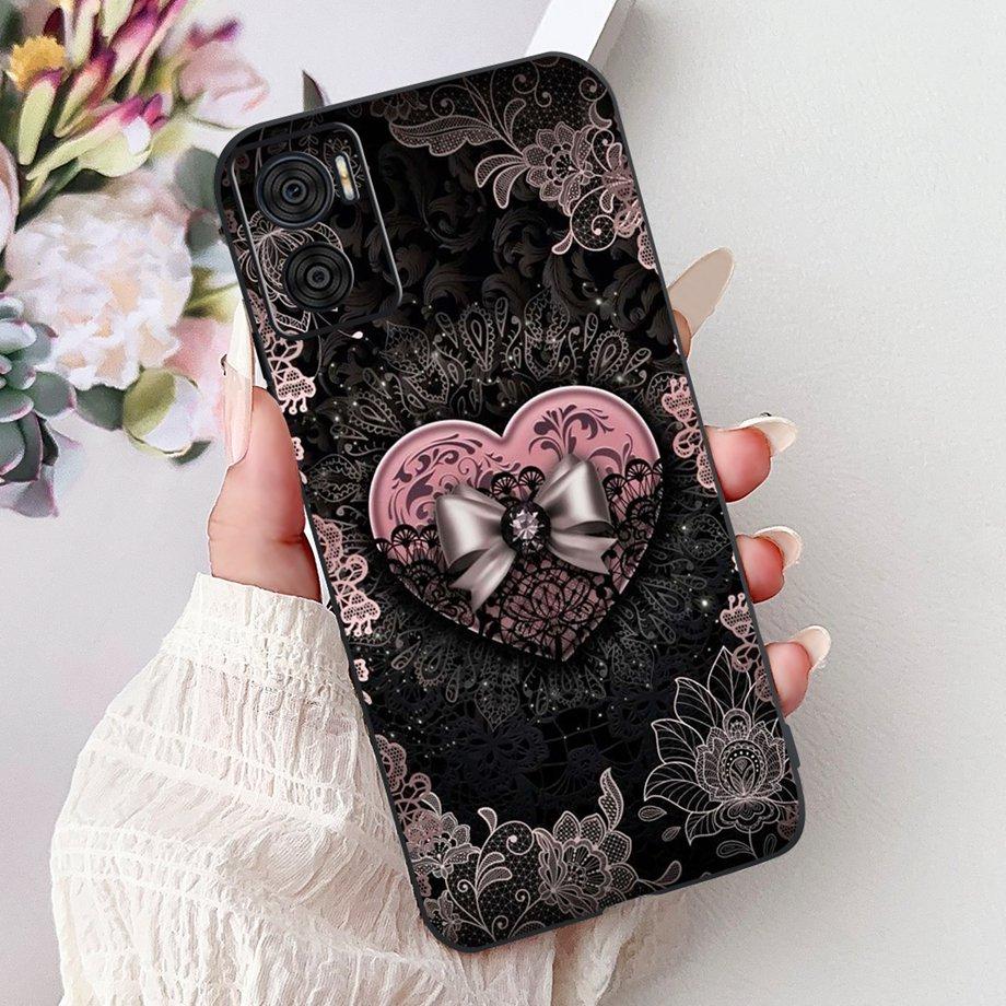Phone Case For Motorola Moto E22 E22i E22s Motorola E20 E30 E40 E13 E14 Luxury Girly Cartoon Cover Soft Matte Silicone Capa