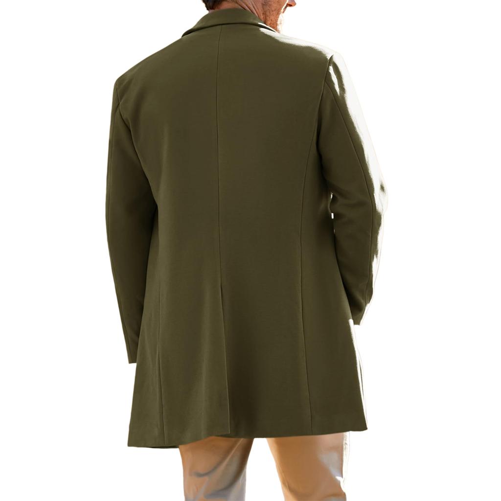 Trench Coat Men Wool Blend Coat Notched Collar Single Breasted Overcoat Business Casual Winter Jacket With Pockets