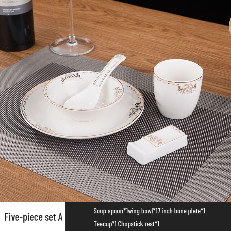 Luxury Ceramic Dinnerware Set: Plates, Bowls, Spoons & Cups for Restaurants & Clubs