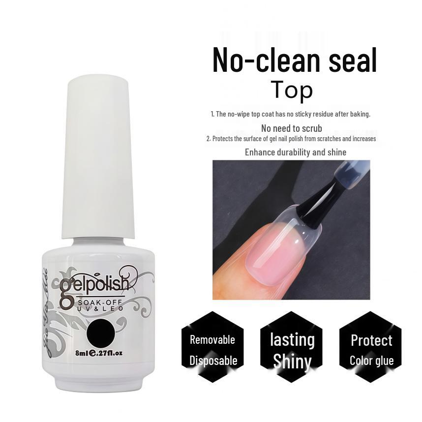Nail Art Gel Set: Removable Base, Strengthening Gel, Matte Top Coat, No-Wipe Adhesive Gel Polish
