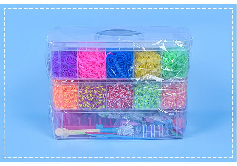 Kit Braccialetti Fai-da-te con 15.000 Elastici Arcobaleno per Bambini - Set Creativo Educativo a Tre Strati