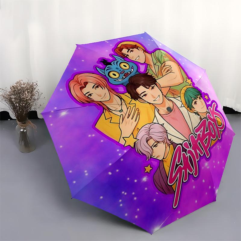 1pc Saijaboys Automatic Folding Umbrella, Portable 3-Fold Design, 8-Bone Iron Frame Outdoor Umbrella, Perfect Gift for Fans, Travelers, Daily Use, Fes