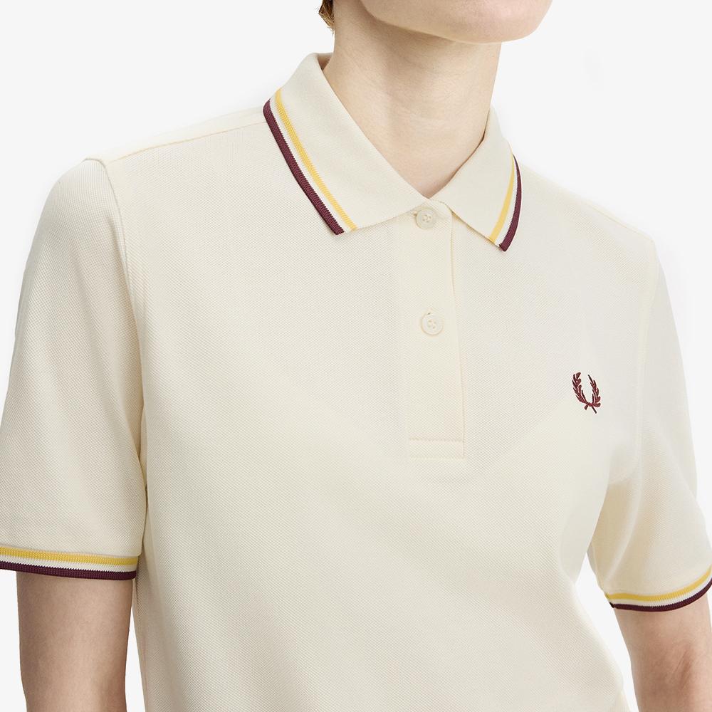 Fred Perry [G3600] Twin Tip Fred Perry Shirt - Ecru/Lemon Barley/Oxblood Afpf2613600-18B