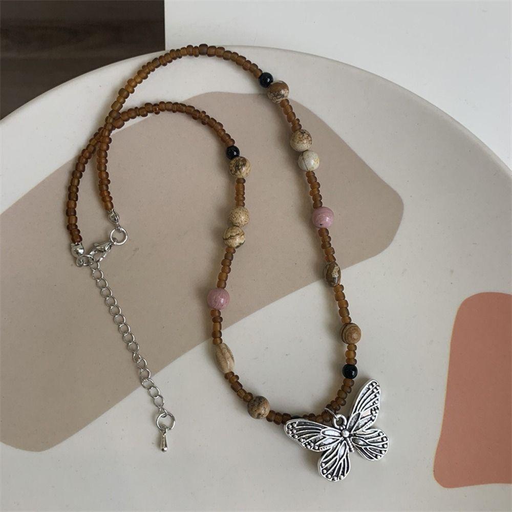 

Design Girl Gift Fashion Jewelry Girl Retro Necklace Women Chinese Style Necklace Sweater Chain coffee stone