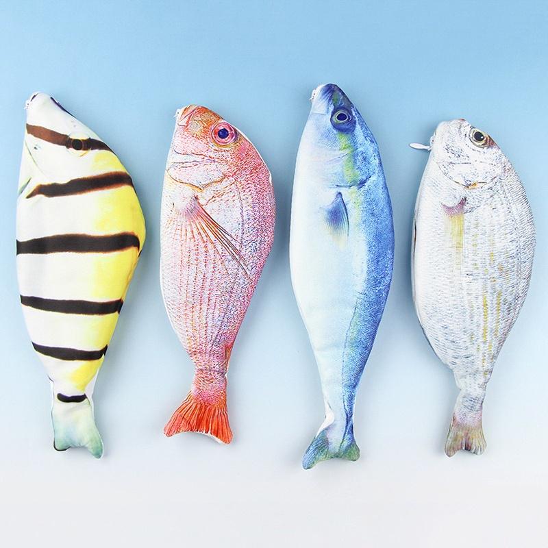Creative Kawaii Korea Style Fish Shaped Pencils Case Bag Portable School Stationery Makeup Box
