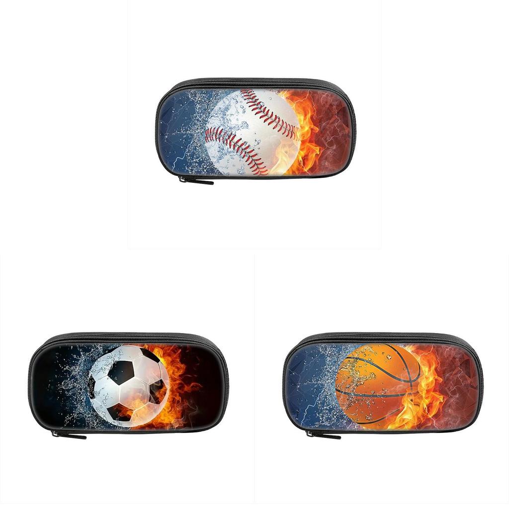 Sports Themed Polyester Pencil Case With Multiple Compartments For Students And Kids