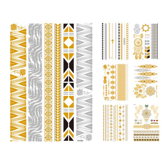 Golden Color Temporary Tattoos Waterproof Metallic Temporary Transferable Tattoos Tattoo Body Art Sticker Arm