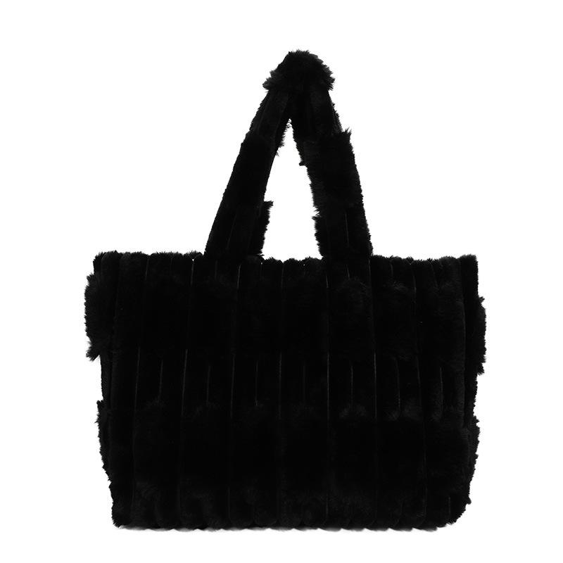 Autumn and winter new textured fashion hand carry plush women's bag casual portable tote bag
