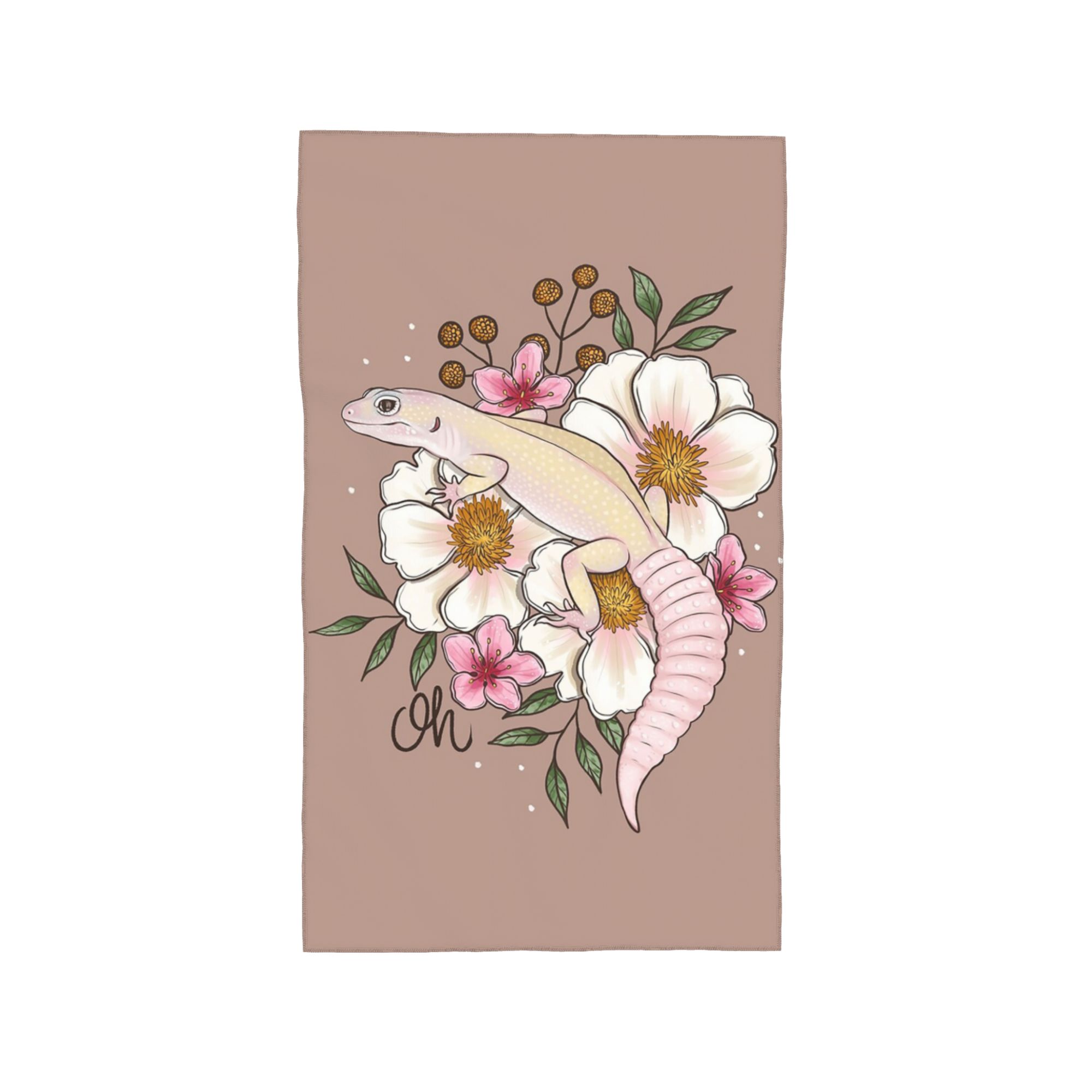 

Leopard Gecko Murphy s Patternless with Florals Soft Face Towel Quick Dry Pool Bath Cotton Towels Breathable W40*H60(CM)