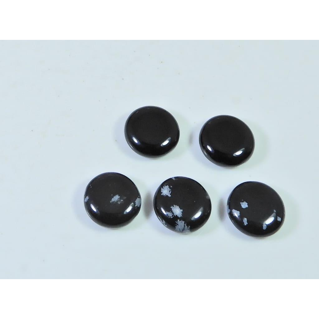 12X12MM Natural Snowflake Obsidian Round Cabochon Loose Gemstone 5Pcs Lot A-810