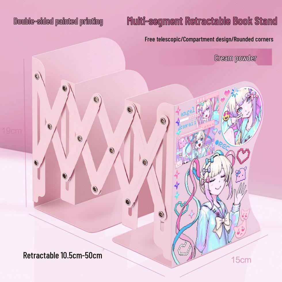 Streamlined Desktop Organizer and Adjustable Bookshelf for Streamers Thickened Metal Expandable Bookshelf