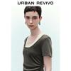 UR2026 Women's Casual Color-block Faux Two-Piece Short Sleeve Dress