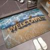Beach Welcome Mat with Starfish Design for Home Decor - Coastal Theme Doormat, Non-Slip Floor Rug Skid Resistant Carpet
