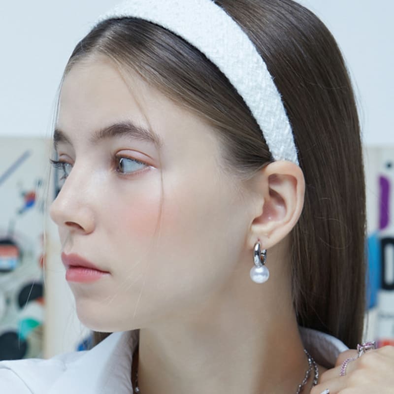 VVV Check Glitter Tweed Hairband_White