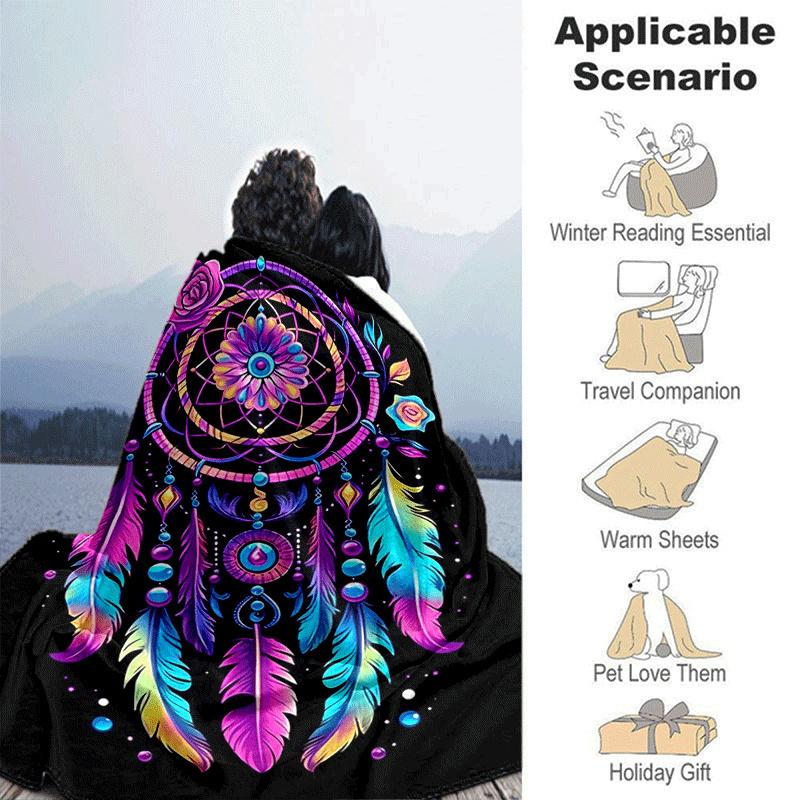 1pc Dream Catcher Printing Lightweight Flannel Blanket, Comfortable and Warm Blanket, for Camping Sofa Bed and Couch Office, Gift