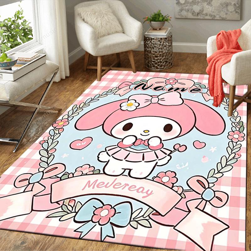 Custom 1Pc Melody Kuromi Flowers Rug Office Carpet Indoor Outdoor Entrance Doormat Nonslip Soft And Comfortable Living Room D2915287