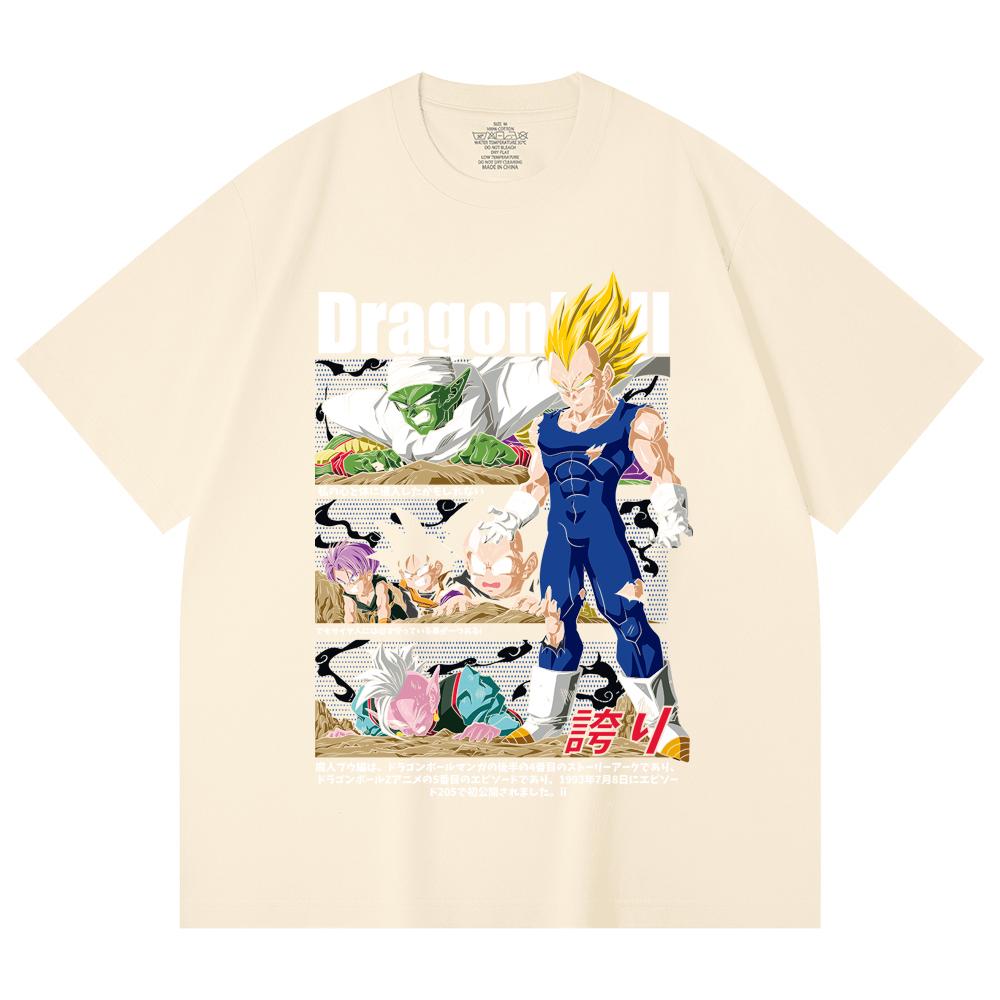 230 Gsm 100% Cotton Dragon Ball V6 Majin Vegeta Print Unisex Heavy Cotton T Shirt