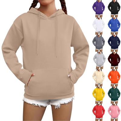 Sweat-shirt décontracté à la mode pour femmes, couleur unie, sweat-shirt à capuche avec poche