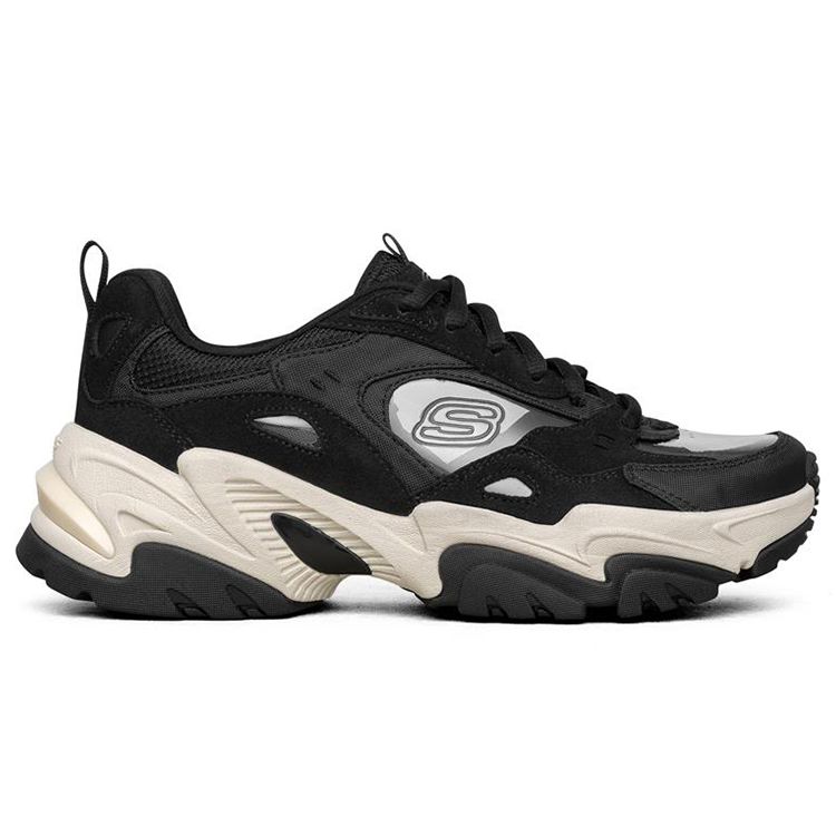 Skechers Stamina V2 Women Black Mid Top Dad Shoes Comfort Stylish 896011-BLK