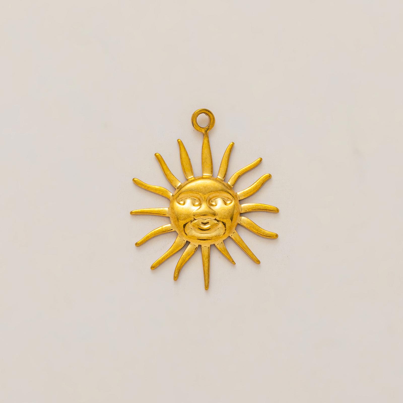 18K Gold-Retained Stainless Steel Sun-Moon Cross Pendant Necklace for Women