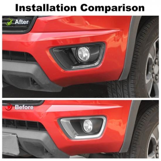 2x Carbon Fiber Front Fog Light Lamp Decor Cover Trim For Chevy Colorado 2014-18