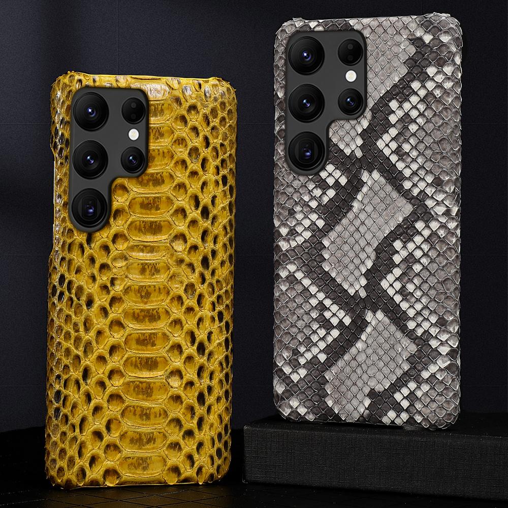 LANGSIDI Luxus Python Echtes Leder Case für Samsung Galaxy S23 S24 S25 S26 Ultra S22 Plus A56 A57 Schlangenhaut Leder Hülle