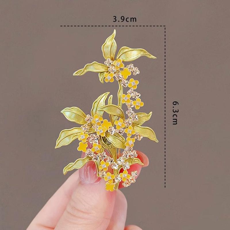 Elegant Chinese Style Osmanthus Brooch For Women Girls Fashion Lapel Pins Versatile Shiny Corsage Clothing Accessories Gifts