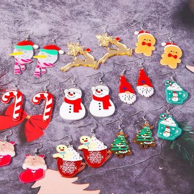Cross-border Christmas Series Earrings: Cute Snowman, Socks, and Christmas Tree Dangles