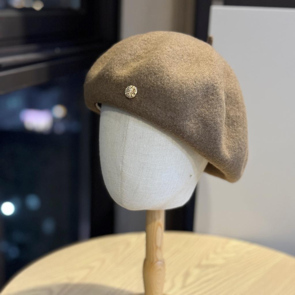 Temperament Korean Style Beret Autumn and Winter Hat Face Small Big Head Circumference Painter Hat Black All Match Beret Hat