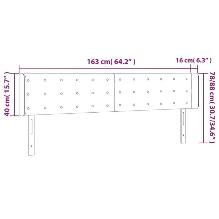 VidaXL Tête de lit avec oreilles Gris foncé 163x16x78-88 cm Tissu3119209