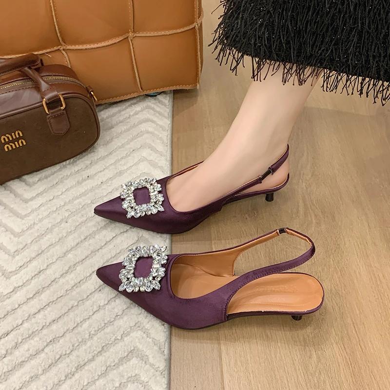 Pointed High Heels Women TransparentHigh Heels 2025 Summer Ladies Slingbacks Pumps Clear Elegant Weddings Shoes 35-42