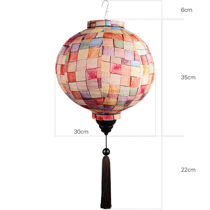 12/14inch Traditional Chinese Style Flower Printing Silk Lantern Outdoor Spring Festival Decor Vietnam Mid-autumn Round Lantern