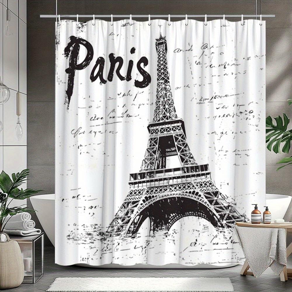 Rideau de douche stylé Tour Eiffel Parisienne Imperméable Polyester Doublure de salle de bain Décoration Artistique pour la Maison Voyage Cadeau