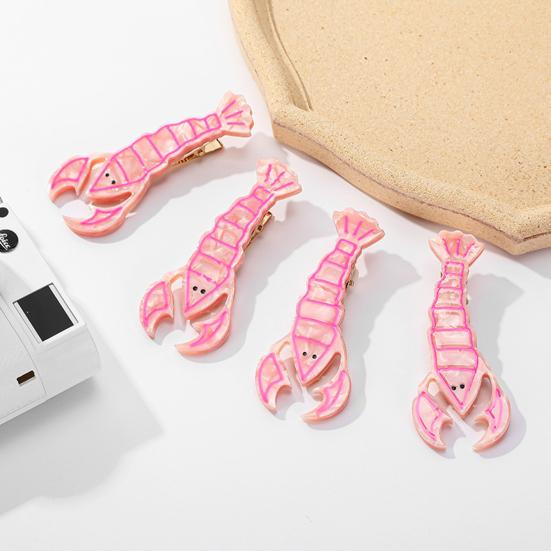 Pink Lobster Hair Clips Non-Slip Side Hair Clamp Acetate Crayfish Decorative Hairpin Women Girls Hair Accessories