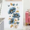 Blauer Blumen Wandaufkleber Heimdeko für Wohnzimmer Esszimmer Sofahintergrund Mietwohnung Arbeitszimmer