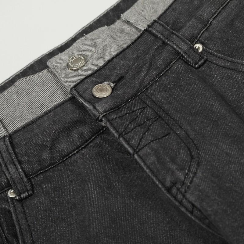 Unisex Streetwear Denim Pants With Dual Waistband Design Loose Fit Straight Leg Jeans Men Women