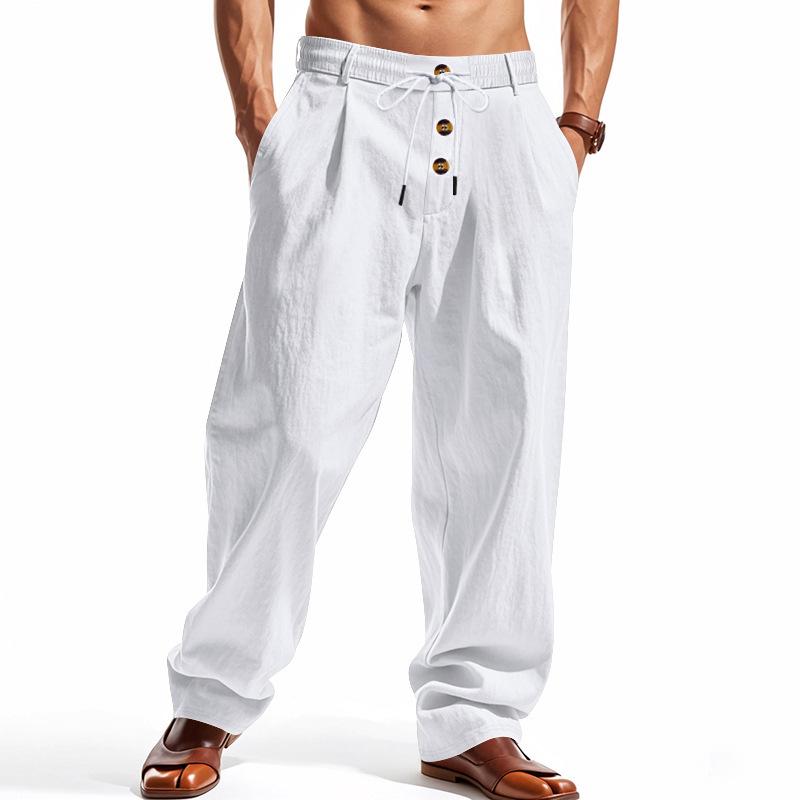 Pantaloni Sport Casual Largi, Respirabili, din Bumbac și In pentru Bărbați - Colecția Primăvară/Vară 2026